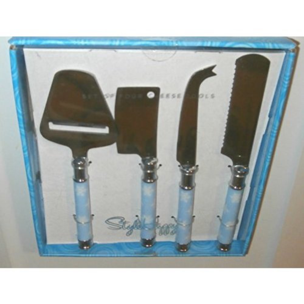 Cambridge Silversmiths 4 Piece Gourmet Cheese Knife Set Duplex Blue Snowflake